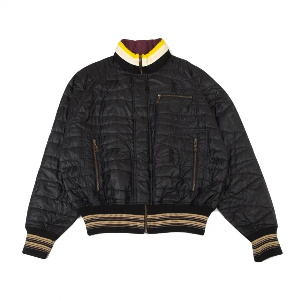 ジャンポールゴルチエJean Paul GAULTIER PARIS デザインキルティングナイロン中綿ジャケット 黒48 K-98019_001