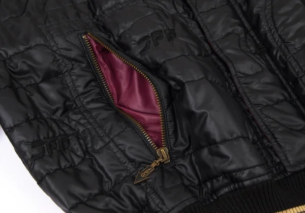 ジャンポールゴルチエJean Paul GAULTIER PARIS デザインキルティングナイロン中綿ジャケット 黒48 K-98019_012