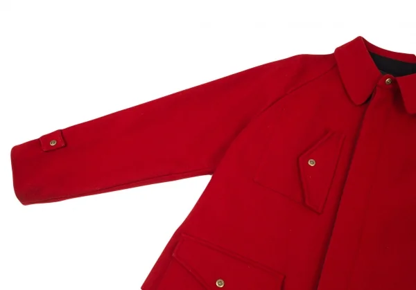 ジャンポールゴルチエJean Paul GAULTIER PARIS メルトンウールフラップポケットデザインステンカラーコート 赤48 K-98020_005