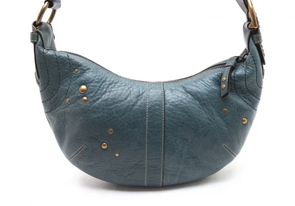 コーチCOACH スタッズ編み込みデザインレザーショルダーバッグ 青 K-98054_010