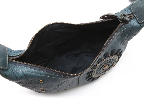 コーチCOACH スタッズ編み込みデザインレザーショルダーバッグ 青 K-98054_015
