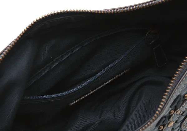 コーチCOACH スタッズ編み込みデザインレザーショルダーバッグ 青 K-98054_017