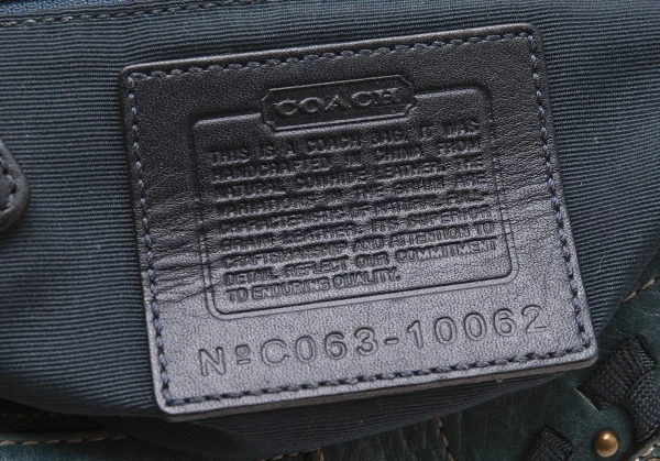 コーチCOACH スタッズ編み込みデザインレザーショルダーバッグ 青 K-98054_019