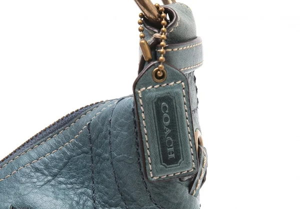 コーチCOACH スタッズ編み込みデザインレザーショルダーバッグ 青 K-98054_005