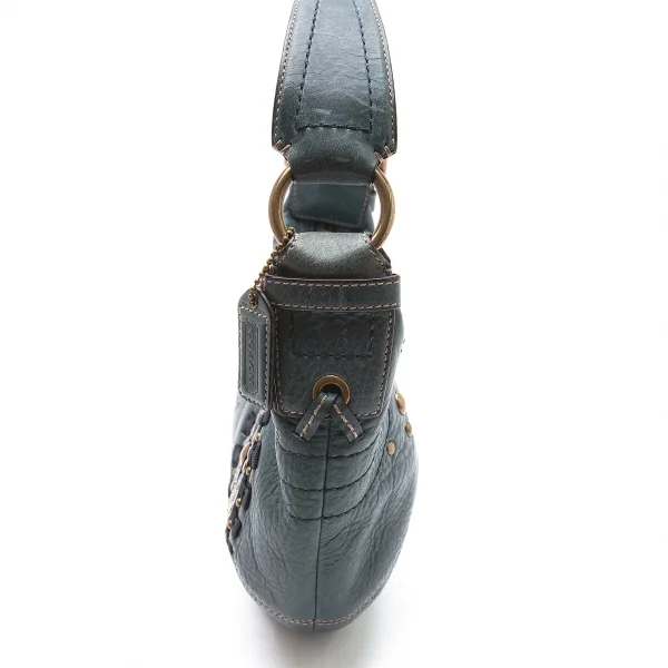 コーチCOACH スタッズ編み込みデザインレザーショルダーバッグ 青 K-98054_008