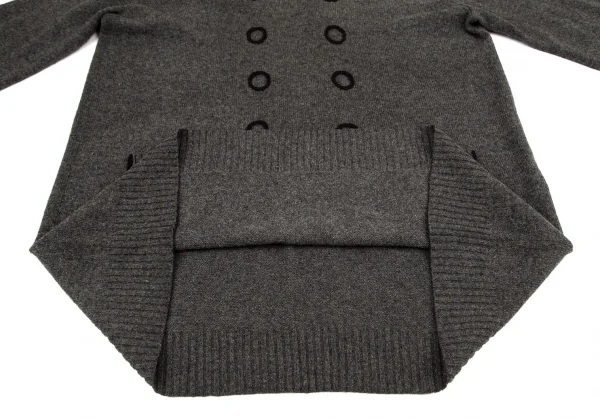 ワイズY's ダブルボタンモチーフ刺繍ニットワンピース グレー2 K-98074_009