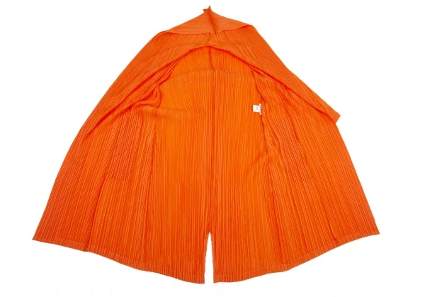 プリーツプリーズPLEATS PLEASE プリーツフーデッドコート オレンジ3