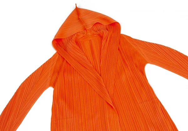 プリーツプリーズPLEATS PLEASE プリーツフーデッドコート オレンジ3