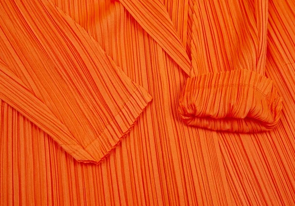プリーツプリーズPLEATS PLEASE プリーツフーデッドコート オレンジ3