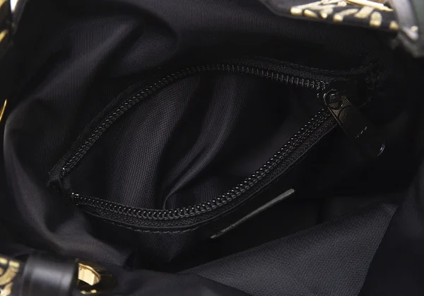 プリーツプリーズPLEATS PLEASE ゴールドチェーンプリントミニトートバッグ 黒ゴールド K-98099_010