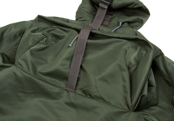 ヨウジヤマモト ファム Yohji Yamamoto FEMME ナイロンバックパックデザインロングフーデッドシャツコート オリーブ1 K-98106_015
