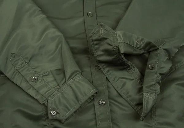 ヨウジヤマモト ファム Yohji Yamamoto FEMME ナイロンバックパックデザインロングフーデッドシャツコート オリーブ1 K-98106_005