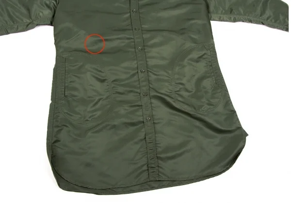 ヨウジヤマモト ファム Yohji Yamamoto FEMME ナイロンバックパックデザインロングフーデッドシャツコート オリーブ1 K-98106_006
