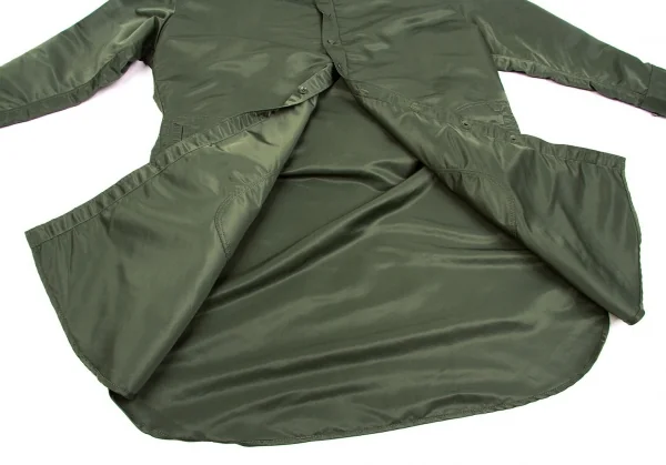 ヨウジヤマモト ファム Yohji Yamamoto FEMME ナイロンバックパックデザインロングフーデッドシャツコート オリーブ1 K-98106_008