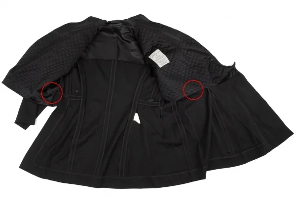 ヨウジヤマモトファムYohji Yamamoto FEMME キルティングカラーデザインウールジャケット 黒S K-98107_012