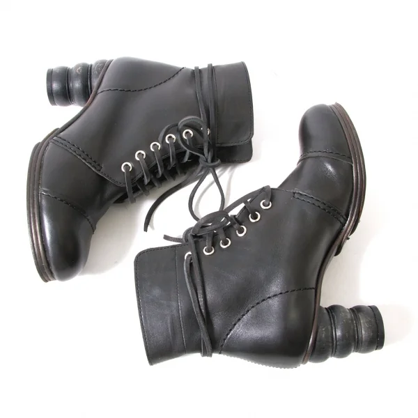 ジュンヤワタナベコムデギャルソンJUNYA WATANABE COMME des GARCONS ボビンターニングヒールショートブーツ 黒SS(23位) K-98108_002