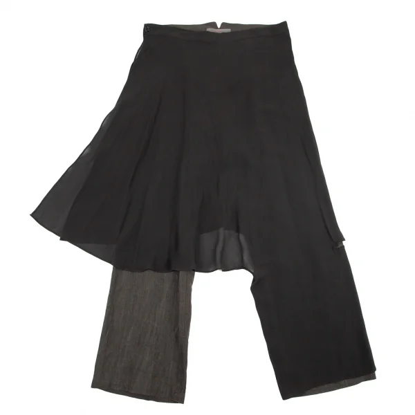 ヨウジヤマモト ノアールYohji Yamamoto NOIR シフォンスカート付きパンツ グレーチャコール2 K-98117_001