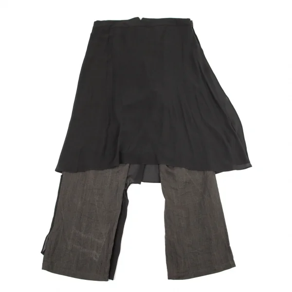 ヨウジヤマモト ノアールYohji Yamamoto NOIR シフォンスカート付きパンツ グレーチャコール2 K-98117_011