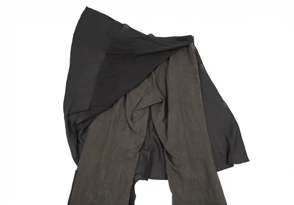 ヨウジヤマモト ノアールYohji Yamamoto NOIR シフォンスカート付きパンツ グレーチャコール2 K-98117_012