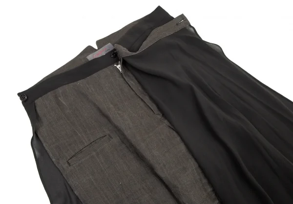 ヨウジヤマモト ノアールYohji Yamamoto NOIR シフォンスカート付きパンツ グレーチャコール2 K-98117_004