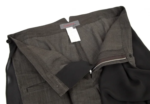 ヨウジヤマモト ノアールYohji Yamamoto NOIR シフォンスカート付きパンツ グレーチャコール2 K-98117_006