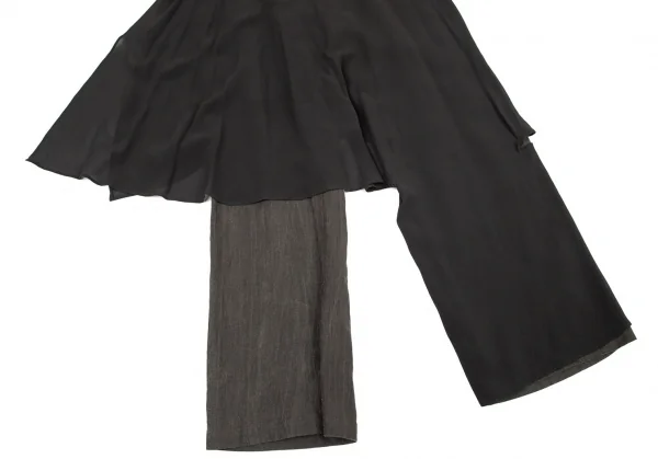 ヨウジヤマモト ノアールYohji Yamamoto NOIR シフォンスカート付きパンツ グレーチャコール2 K-98117_008