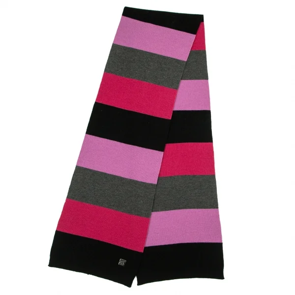 ソニアリキエルSONIA RYKIEL ボーダーリブニットストール 黒灰ピンク K-98137_002