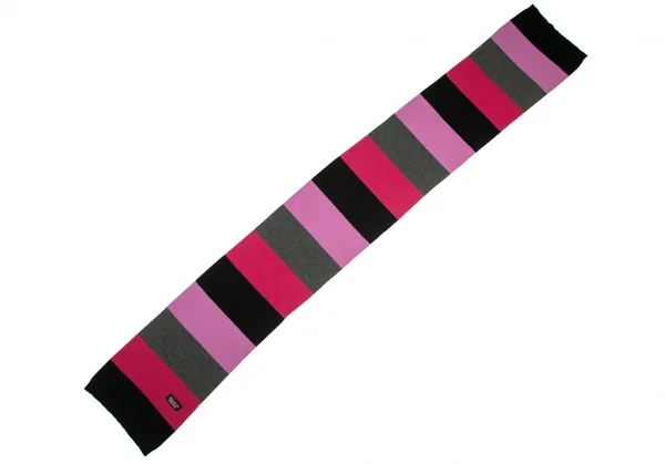 ソニアリキエルSONIA RYKIEL ボーダーリブニットストール 黒灰ピンク K-98137_003