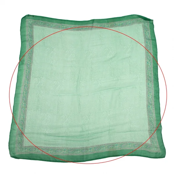 アニエスベーagnes b. インドシルクペイズリースカーフ 緑 K-98140_002