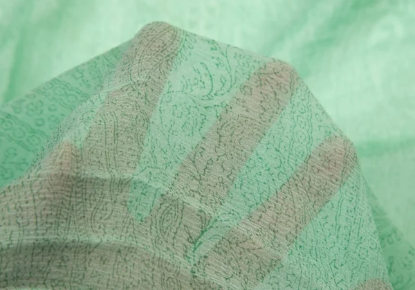 アニエスベーagnes b. インドシルクペイズリースカーフ 緑 K-98140_006