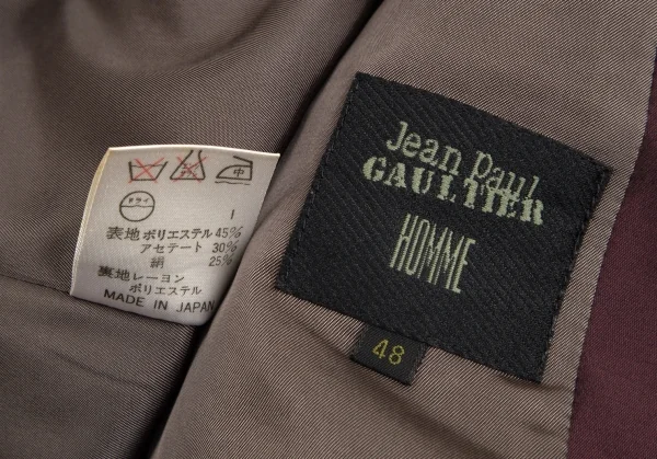 ジャンポールゴルチエ オムJean Paul GAULTIER HOMME シャイニーベストドッキングタキシードジャケット ワイン48 K-98174_020