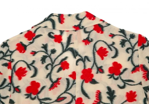 シビラSybilla フラワーパイルジャガード半袖ジャケット ベージュ赤緑40 K-98186_011