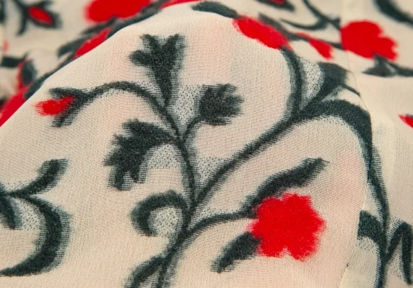 シビラSybilla フラワーパイルジャガード半袖ジャケット ベージュ赤緑40 K-98186_012