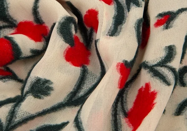 シビラSybilla フラワーパイルジャガード半袖ジャケット ベージュ赤緑40 K-98186_013