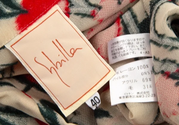 シビラSybilla フラワーパイルジャガード半袖ジャケット ベージュ赤緑40 K-98186_014