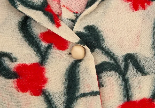 シビラSybilla フラワーパイルジャガード半袖ジャケット ベージュ赤緑40 K-98186_005