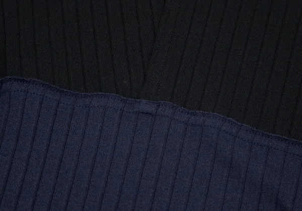 ワイズY's コットンポリ混パネル切替リブカットソー 黒紺2 K-98199_010