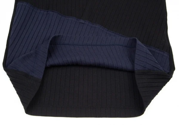 ワイズY's コットンポリ混パネル切替リブカットソー 黒紺2 K-98199_011