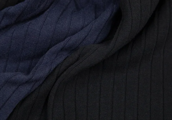 ワイズY's コットンポリ混パネル切替リブカットソー 黒紺2 K-98199_013