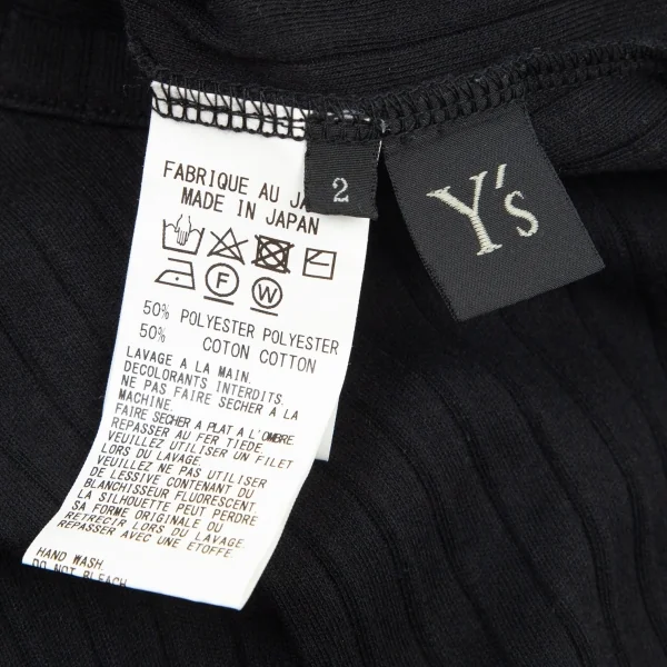 ワイズY's コットンポリ混パネル切替リブカットソー 黒紺2 K-98199_014