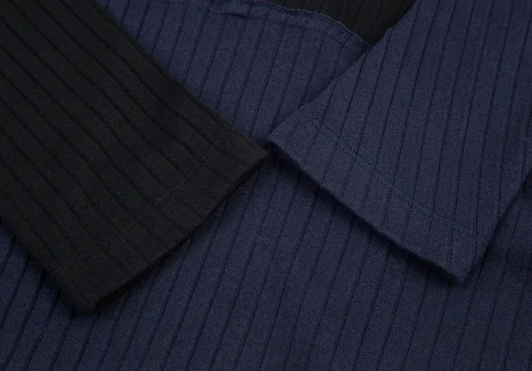 ワイズY's コットンポリ混パネル切替リブカットソー 黒紺2 K-98199_007