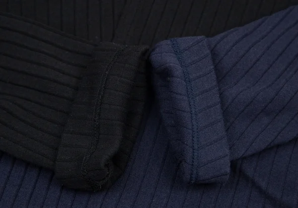ワイズY's コットンポリ混パネル切替リブカットソー 黒紺2 K-98199_008