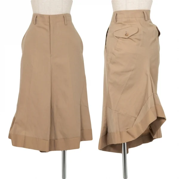 ジュンヤワタナベ コムデギャルソンJUNYA WATANABE COMME des GARCONS サイド切替ロールアップマーメイドチノスカート ベージュS K-98206_001