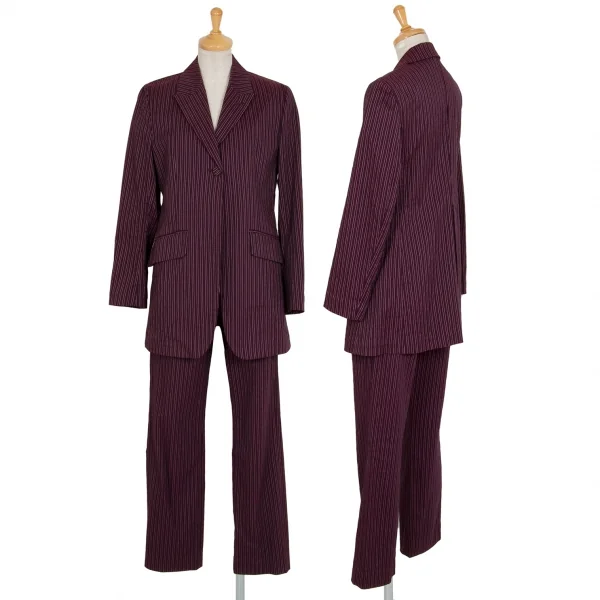 ジジリgigli コットンナイロン混ストライプ織り1Bストレッチジャケット 紫38M K-98213_014