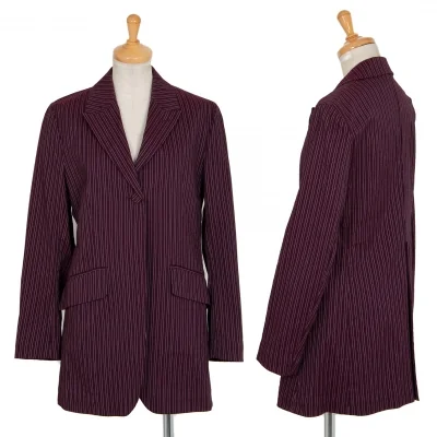 ジジリgigli コットンナイロン混ストライプ織り1Bストレッチジャケット 紫