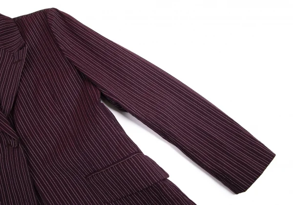 ジジリgigli コットンナイロン混ストライプ織り1Bストレッチジャケット 紫38M K-98213_005