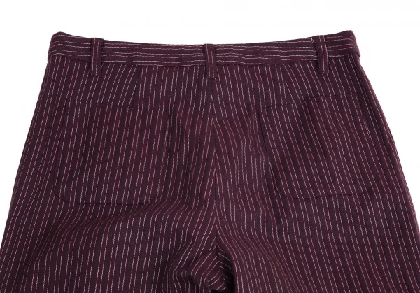 ジジリgigli コットンナイロン混ストライプ織りストレッチスリムパンツ 紫38M K-98214_010