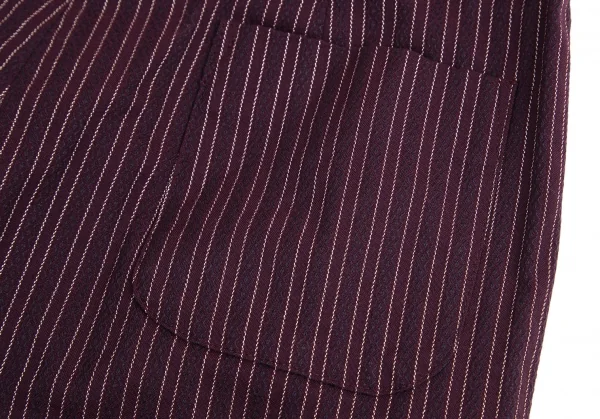 ジジリgigli コットンナイロン混ストライプ織りストレッチスリムパンツ 紫38M K-98214_011