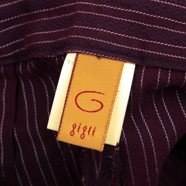 ジジリgigli コットンナイロン混ストライプ織りストレッチスリムパンツ 紫38M K-98214_019
