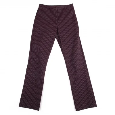 ジジリgigli コットンナイロン混ストライプ織りストレッチスリムパンツ 紫